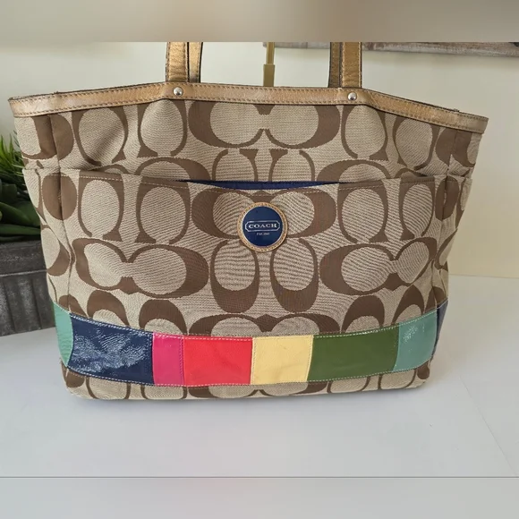 Coach Legacy Stripe Y2K Signature Tote Bag/Diaper/Laptop Bag/Crossbody Strap - Picture 2 of 16